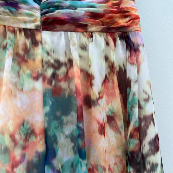 Aidan Maddox Strapless Sweetheart Pleated Watercolor Chiffon Dress Gown Formal 8 - Picture 11 of 16